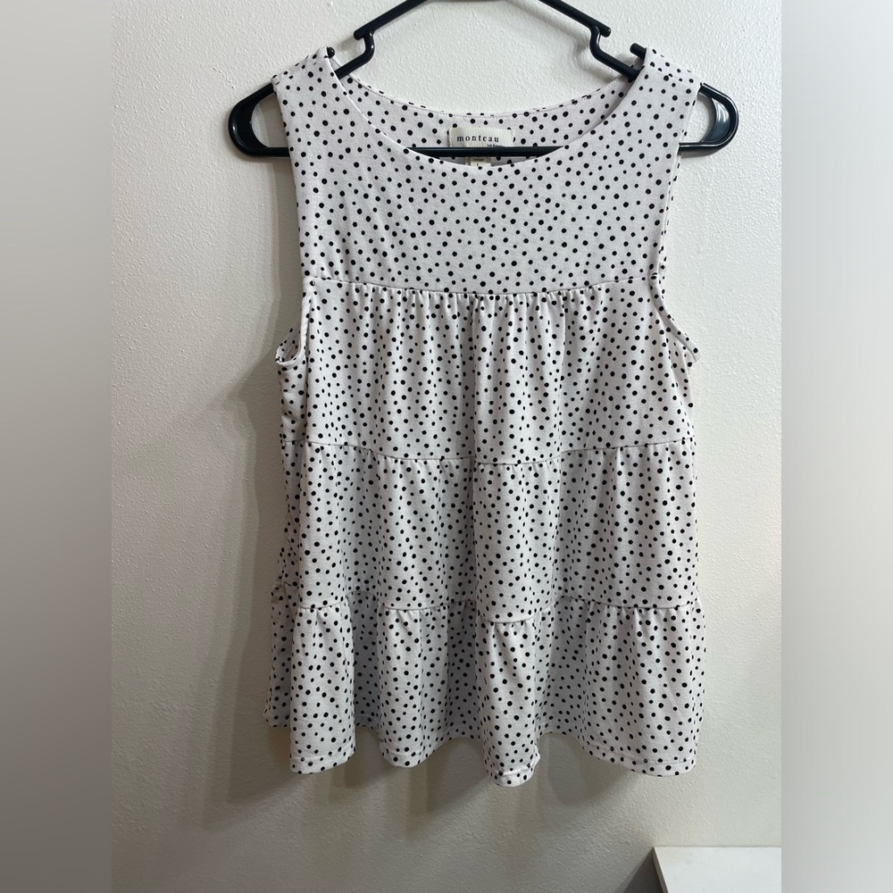 Monteau polka dot tank top size large